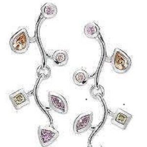 STERLING MULTI-HUED CUBIC ZIRCONIA DROP EARRINGS